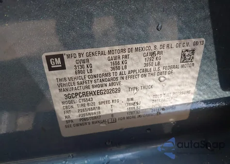 2014 Chevrolet Silverado 1500 1Lt from USA, damaged, VIN 3GCPCREHXEG202629